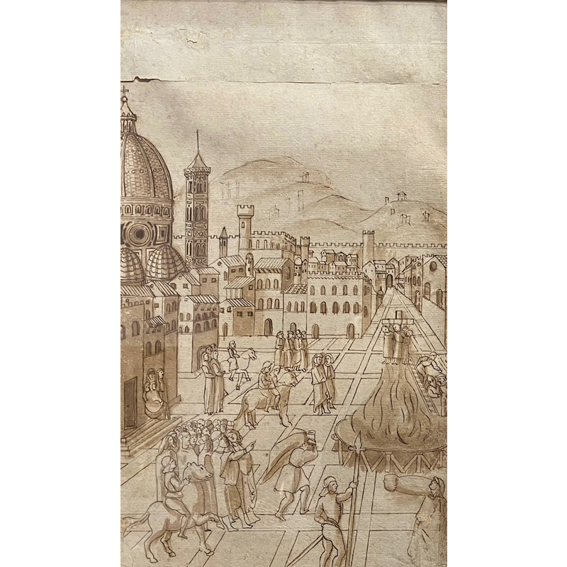 Un disegno del Supplizio di Girolamo Savonarola